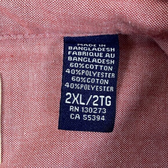 Wrangler Authentics Shirt Mens Sz 2XL Red Long Sleeve Button-Up Work Two Pocket - Picture 10 of 11